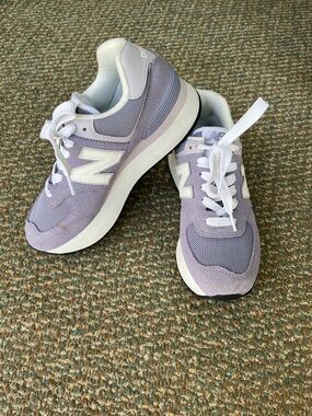 New Balance 574+  Purple and White Athletic Shoes
